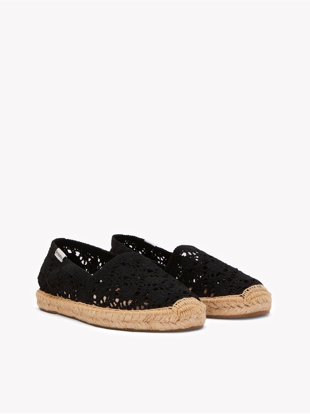Soludos Women's Original Espadrille Black Crochet 7-7.5 New